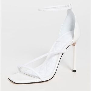 SCHUTZ Dress Sandals Size 8B White Leather Open Square Toe Strappy Stiletto Heel